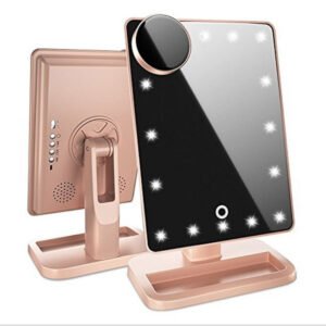 Miroir de Maquillage Tactile avec 20 LED, Haut-Parleur Bluetooth et Zoom 10x