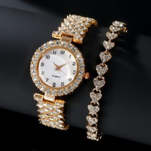 Set Montre Femme Luxe 2 Pièces – Bracelet & Montre Quartz Argentée